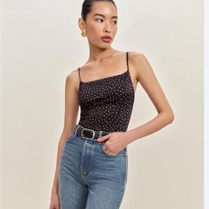 Reformation isla satin cami top size 8 fitted waist flared hem gently used